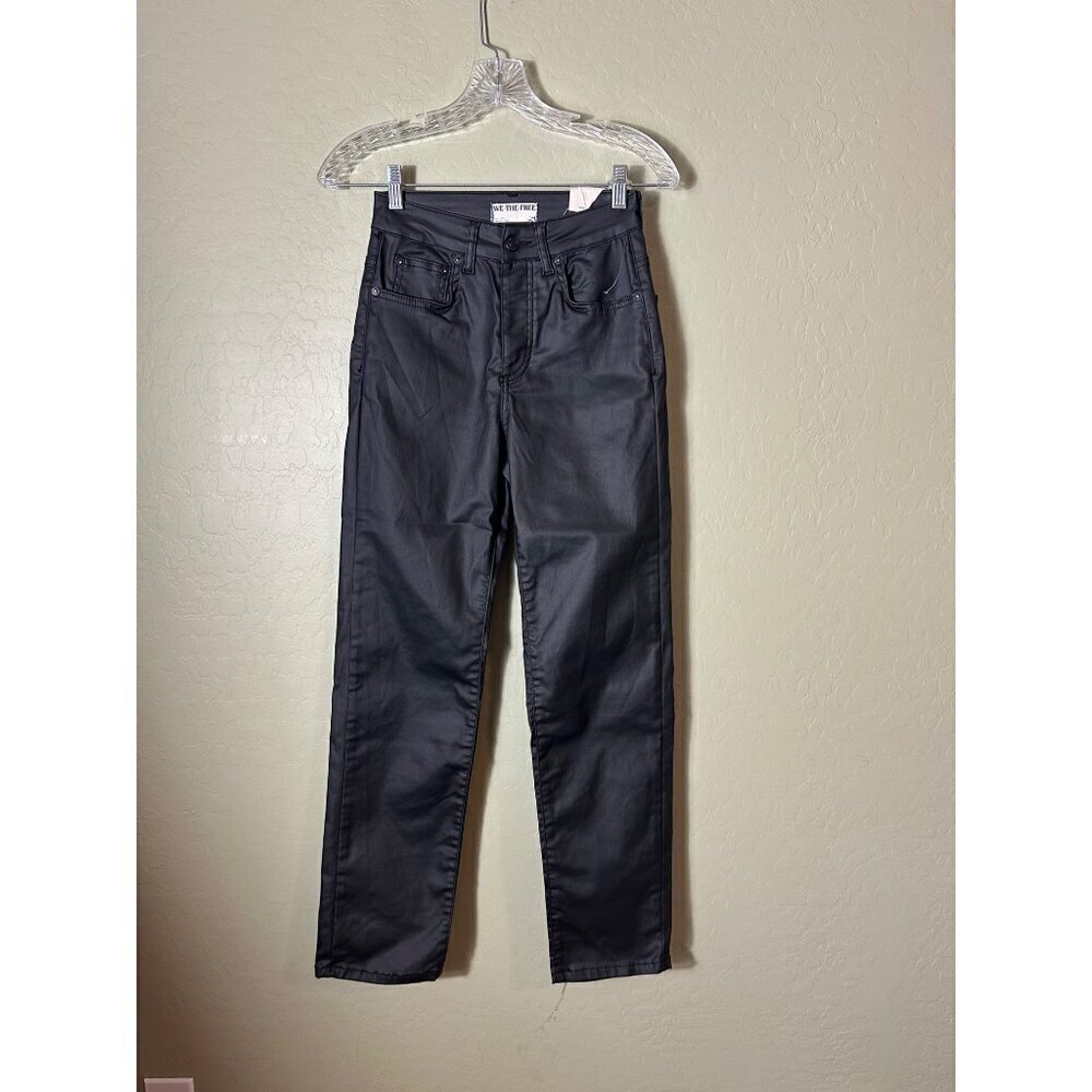 New We The Free Pacifica High Rise Slim Coated Pleather? Pants SZ 24